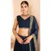 Faux Blooming Sequence Work Party Wear Plus Size Lehenga Choli In Navy Blue - 12074205009