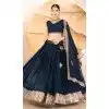 Faux Blooming Sequence Work Party Wear Plus Size Lehenga Choli In Navy Blue - 12074205009
