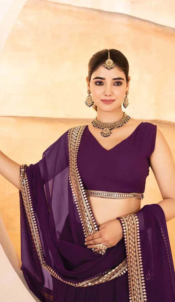 Faux Blooming Sequence Work Party Wear Lehenga Choli In Wine - 12074205011
