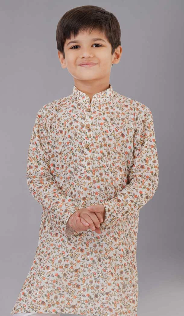 Multi Color Polyester Sequins Work Kids Wear Boys Kurta Pajama - 12060204886