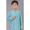Sea Green Polyester Sequins Work Kids Wear Boys Kurta Pajama - 12060204887