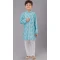 Sea Green Polyester Sequins Work Kids Wear Boys Kurta Pajama - 12060204887