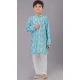 Sea Green Polyester Sequins Work Kids Wear Boys Kurta Pajama - 12060204887
