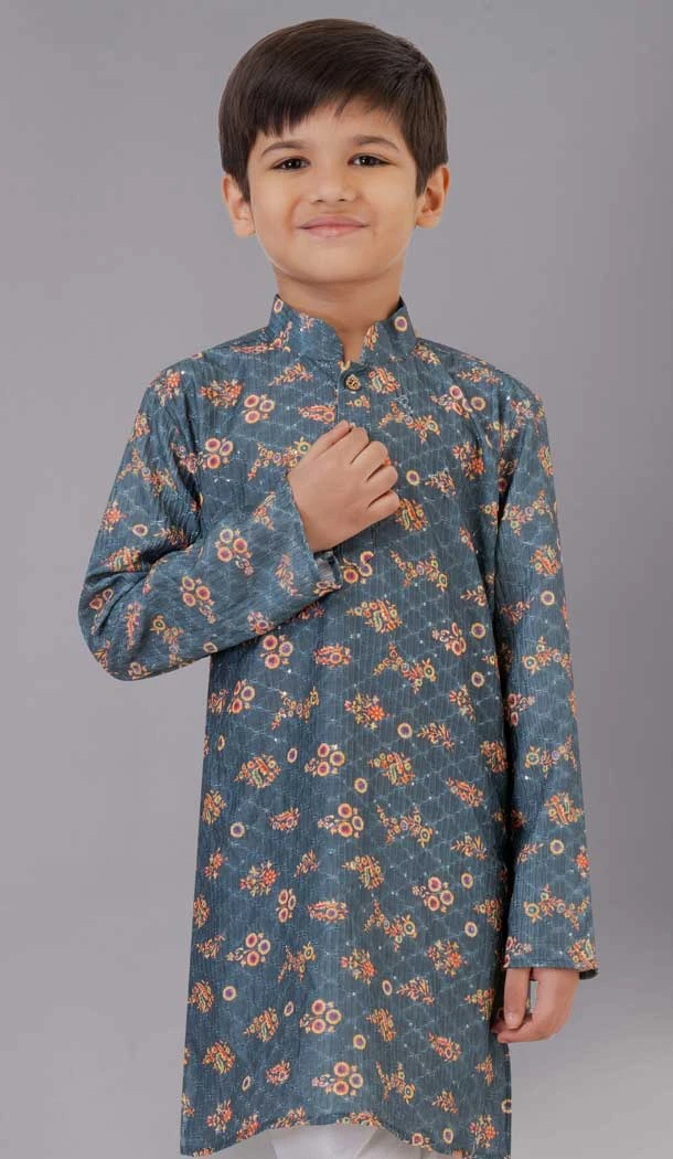 Multi Color Sequins Work Polyester Kids Wear Boys Kurta Pajama - 12060204888