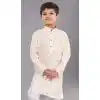 Cream Polyester Sequins Work Kids Wear Boys Kurta Pajama - 12060204890