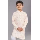 Cream Polyester Sequins Work Kids Wear Boys Kurta Pajama - 12060204890