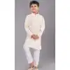 Cream Polyester Sequins Work Kids Wear Boys Kurta Pajama - 12060204890