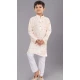 Cream Polyester Sequins Work Kids Wear Boys Kurta Pajama - 12060204890