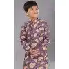 Purple Polyester Printed Kids Wear Boys Kurta Pajama - 12060204896
