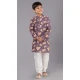 Purple Polyester Printed Kids Wear Boys Kurta Pajama - 12060204896