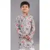 Grey Polyester Printed Kids Wear Boys Kurta Pajama - 12060204898