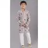 Grey Polyester Printed Kids Wear Boys Kurta Pajama - 12060204898
