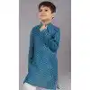 Teal Polyester Printed Kids Wear Boys Kurta Pajama - 12060204899
