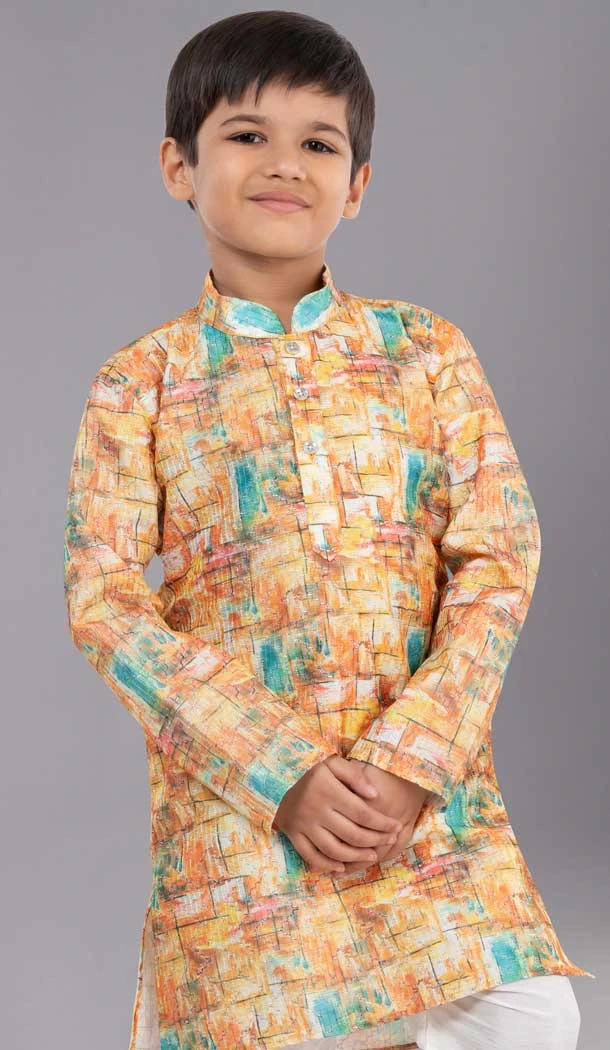 Multi Color Polyester Printed Kids Wear Boys Kurta Pajama - 12060204900