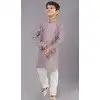 Grey Printed Polyester Kids Wear Boys Kurta Pajama - 12060204903