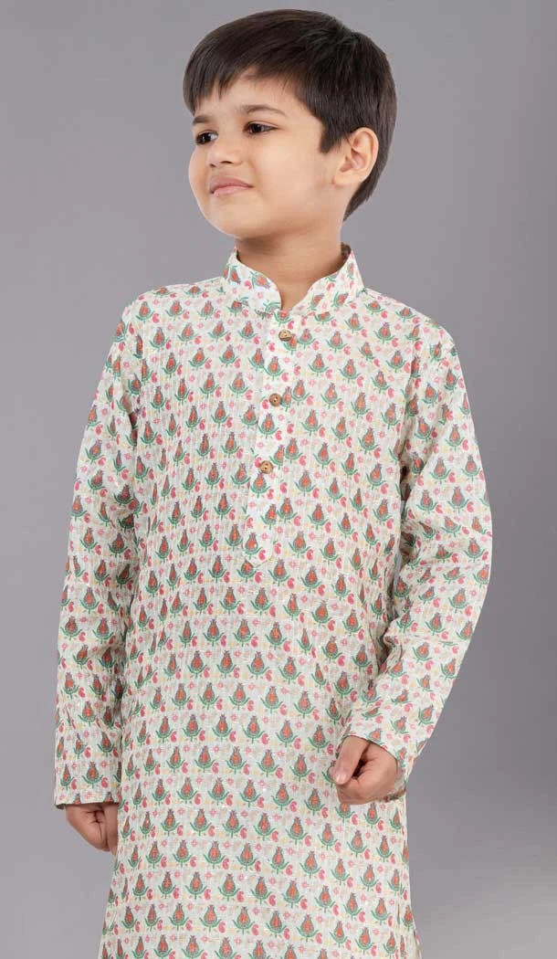 Multi Color Polyester Printed Festival Wear Premium Kid's Kurta Pajama - 12060204906