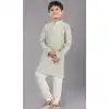 Green Polyester Printed Kids Wear Boys Kurta Pajama - 12060204907
