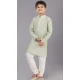 Green Polyester Printed Kids Wear Boys Kurta Pajama - 12060204907