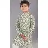 Green Printed Polyester Kids Wear Boys Kurta Pajama - 12060204909