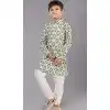 Green Printed Polyester Kids Wear Boys Kurta Pajama - 12060204909