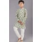 Green Printed Polyester Kids Wear Boys Kurta Pajama - 12060204909