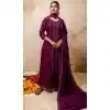 Purple Silk Resham Work Designer Plus Size Anarkali Suit - 11608202134