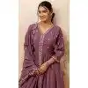 Lavender Resham Work Silk Designer Plus Size Anarkali Suit - 11608202136