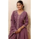 Lavender Resham Work Silk Designer Anarkali Suit - 11608202136