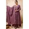 Lavender Resham Work Silk Designer Plus Size Anarkali Suit - 11608202136