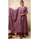Lavender Resham Work Silk Designer Anarkali Suit - 11608202136