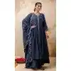 Teal Blue Resham Work Silk Designer Plus Size Anarkali Suit - 11608202140