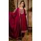 Silk Embroidered Party Wear Anarkali Suit In Maroon - 11642202303