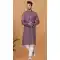 Purple Cotton Crochet Work Casual Wear Men Kurta Pajama - 12082205009