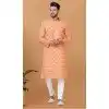 Casual Wear Multi Color Cotton Crochet Work Plus Size Men Kurta Pajama - 12082205012