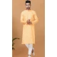 Yellow Cotton Crochet Work Casual Wear Men Kurta Pajama - 12082205013