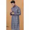 Grey Crochet Work Cotton Casual Wear Plus Size Men Kurta Pajama - 12082205015