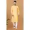 Yellow Crochet Work Cotton Casual Wear Men Kurta Pajama - 12082205016