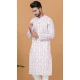 Off White Cotton Crochet Work Casual Wear Men Kurta Pajama - 12082205019