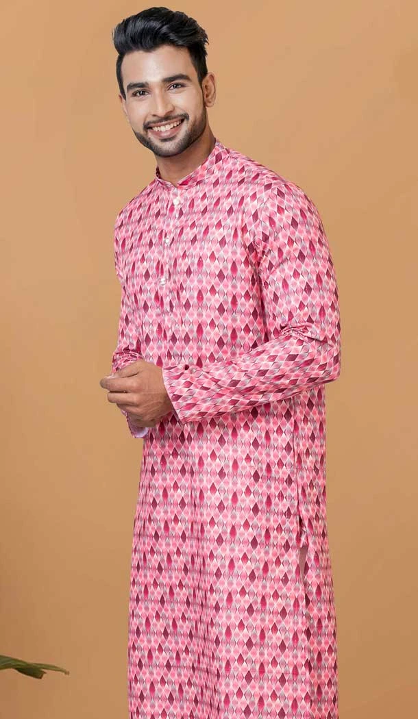 Cotton Crochet Work Casual Wear Men Kurta Pajama In Multi Color - 12082205021