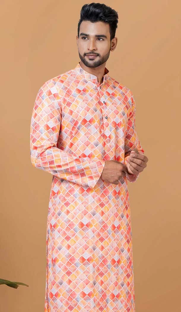 Cotton Crochet Work Casual Wear Designer Men Kurta Pajama In Multi Color - 12082205024