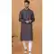 Dark Blue Cotton Crochet Work Casual Wear Men Kurta Pajama - 12082205025