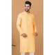 Golden Cotton Crochet Work Casual Wear Men Kurta Pajama - 12082205026