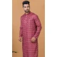 Maroon Cotton Crochet Work Casual Wear Men Kurta Pajama - 12082205028