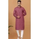 Maroon Cotton Crochet Work Casual Wear Men Kurta Pajama - 12082205028