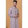 Cotton Multi Color Crochet Work Casual Wear Plus Size Men Kurta Pajama - 12082205029
