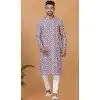 Cotton Multi Color Crochet Work Casual Wear Plus Size Men Kurta Pajama - 12082205029