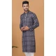 Cotton Crochet Work Casual Wear Men Kurta Pajama In Grey - 12082205030