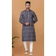Cotton Crochet Work Casual Wear Men Kurta Pajama In Grey - 12082205030