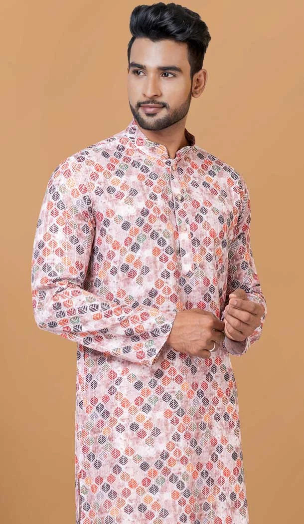 Designer Digital Printed Cotton Casual Wear Men Kurta Pajama In Multi Color - 12082205033