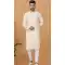 Off White Crochet Work Cotton Casual Wear Men Kurta Pajama - 12082205034